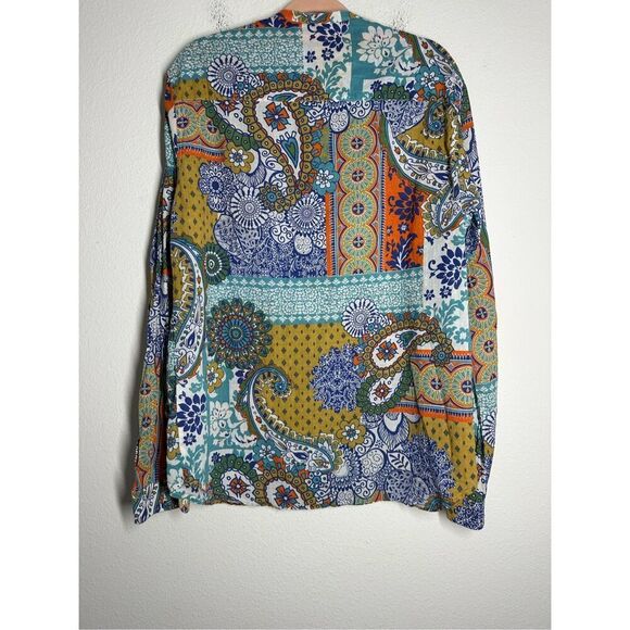 ALTATENSIONE Men's Paysley Button Down Shirt Long Sleeve Cotton Sz M *See Notes - Picture 4 of 9